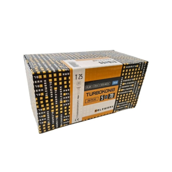 Tornillo Turbo Konig 5x70mm (2.75 pulgadas) 200 unidades Holzwerk