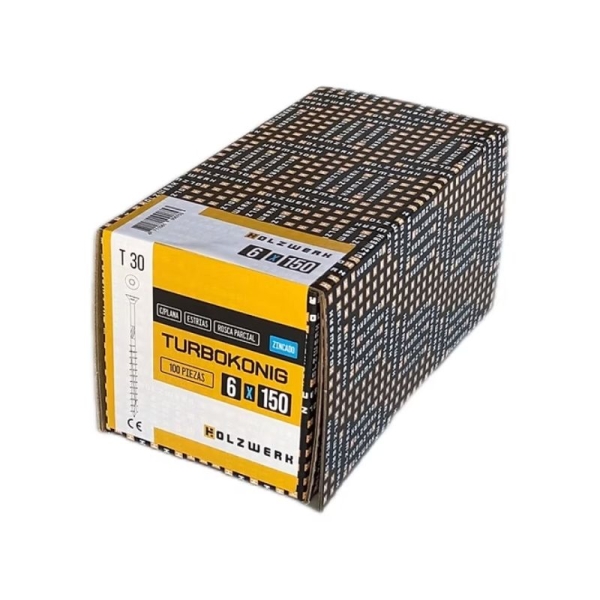 Tornillo Turbo Konig 6×150mm (5 pulgadas) 100 unidades Holzwerk