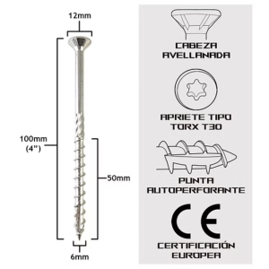 Tornillo Turbo Konig 6/100mm 100 unidades Holzwerk - Imagen 3