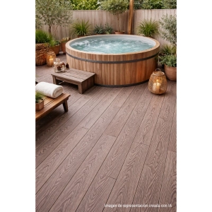 Piso deck terraza WPC madera oscuro 140x25x3000 mm - Imagen 3