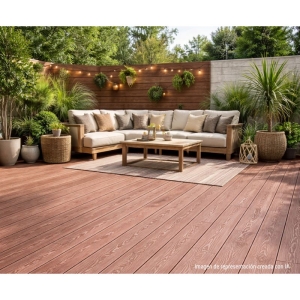 Piso deck terraza WPC madera medio 140x25x3000 mm - Imagen 3