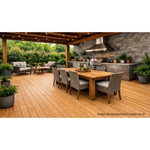 Piso deck terraza WPC madera claro 140x25x3000 mm - Imagen 3